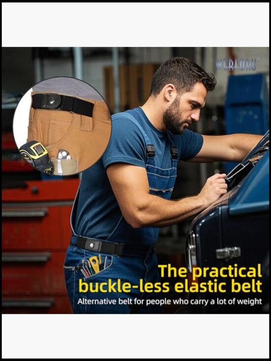 Elastic No Buckle Belt 2 Loop Adjustable Side Belt for Pants main image 4